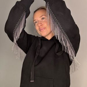 Small black fringe All Saints hoodie